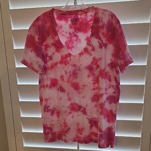 PINK Victoria's Secret Pink and White Tie-Dye Tee